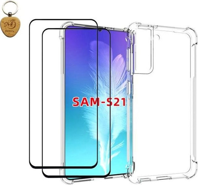MMlife Schutzset für Samsung Galaxy S21 mit transparenter TPU Hülle und Panzerglas, 2-teiliges Set, Transparent - Bild 1