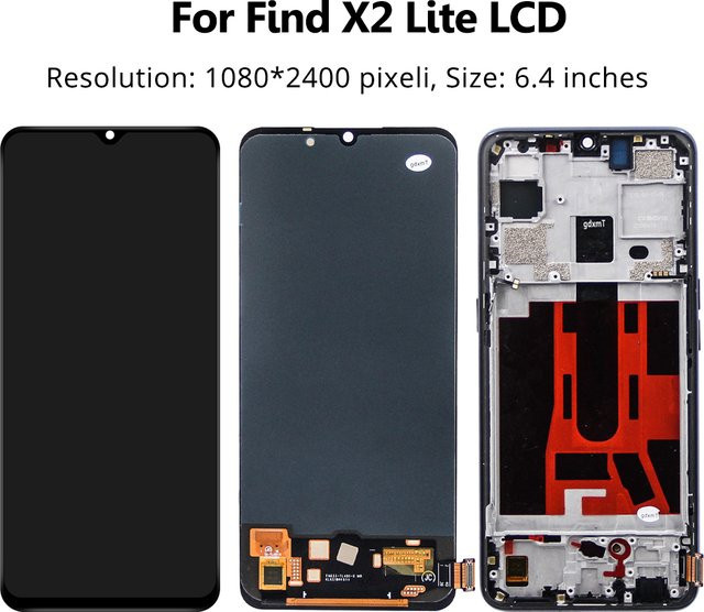 Oppo Find X2 Lite Ersatzdisplay mit Rahmen: 6,4 Zoll OLED/TFT LCD Touch Panel Digitizer in Schwarz - Bild 1
