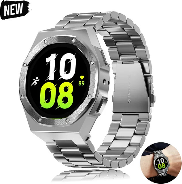 OAKCHARM Metalllünette Edelstahl, Silber, Samsung Galaxy Watch 7 40 mm 44 mm - Bild 1