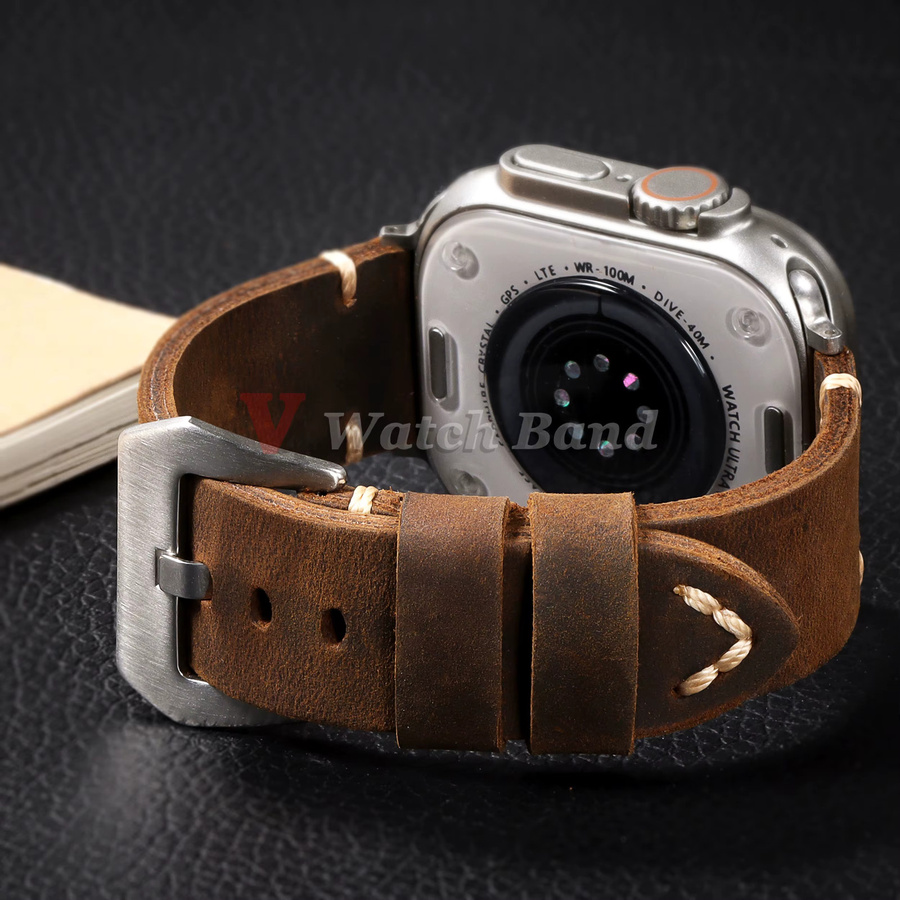 Uhrenarmband Leder, Vintage, Schwarz, Unisex - Bild 3