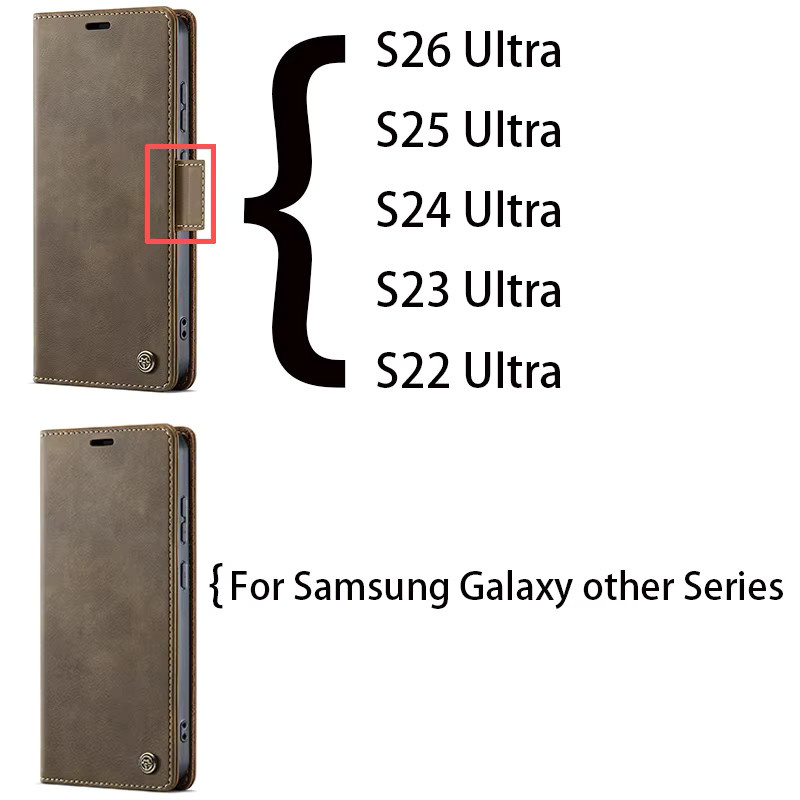CaseMe Retro Magnetische PU Leder Brieftasche Telefonhülle mit Kartenhalter für Samsung Galaxy S26 Ultra S25 S24 S23 S22 S21 S20 in Rot und Braun - Bild 2