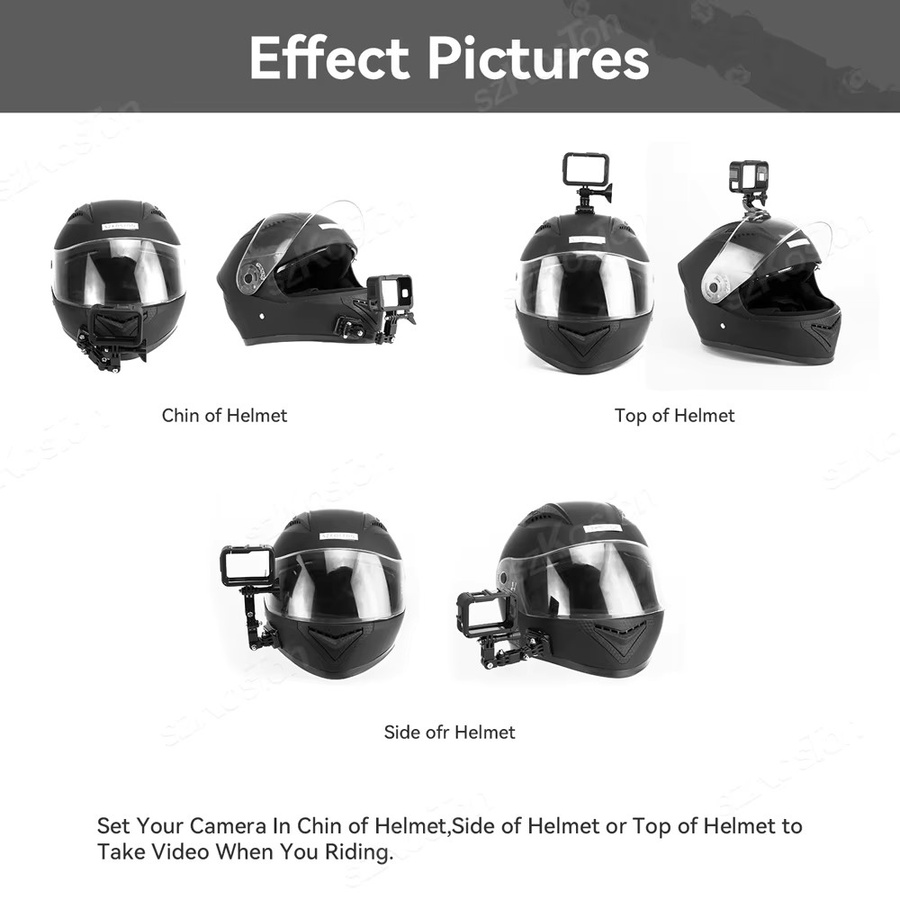 Motorrad Helm Kit Kinn Halterung für GoPro Hero 13 12 11 10 9, Insta360 und DJI Action 5, Farbe: Schwarz - Bild 5