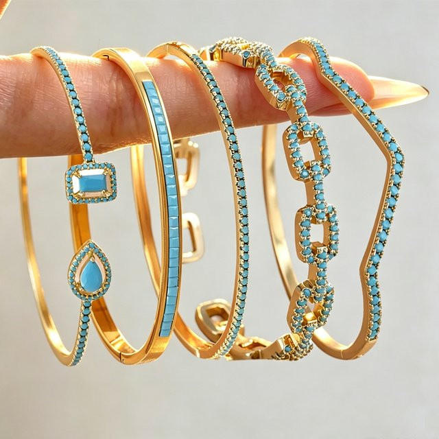 ZAKOL Armbänder, blau, türkisfarben, Zirkon, Damen - Bild 1