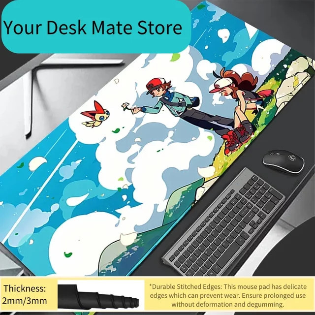 Bandai Pokemon Mauspad aus Leder mit Pikachu Motiv in Multicolor als erweiterte Schreibtischunterlage für Gaming und Büro - Bild 1