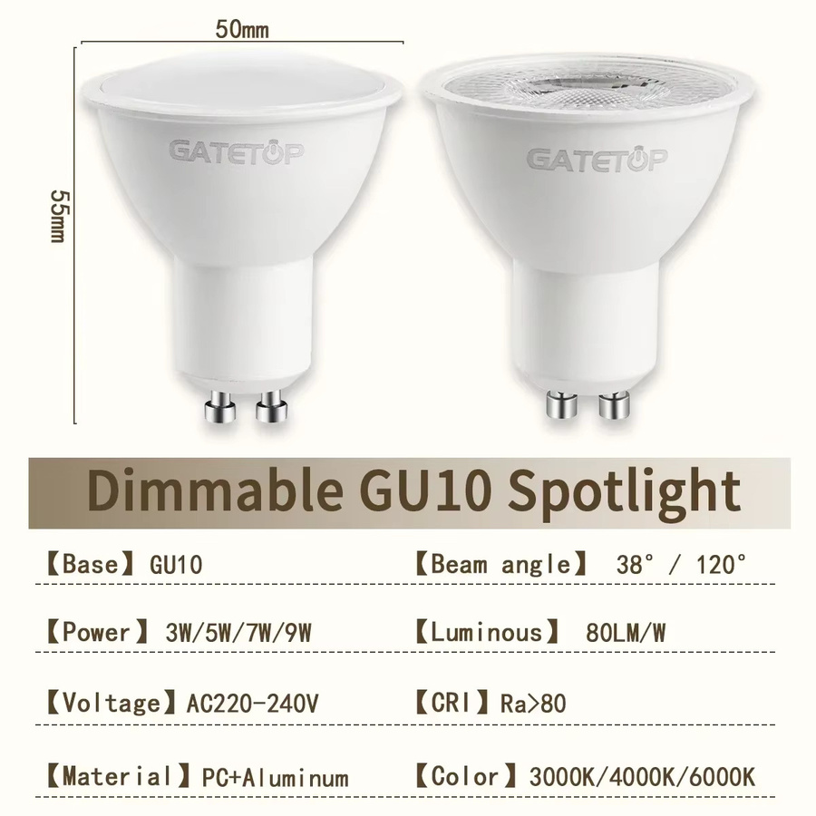 Energy Spot GU10 LED-Glühbirne dimmbar, 50 W, Weiß, Tageslicht 4000 K bis 6000 K - Bild 2