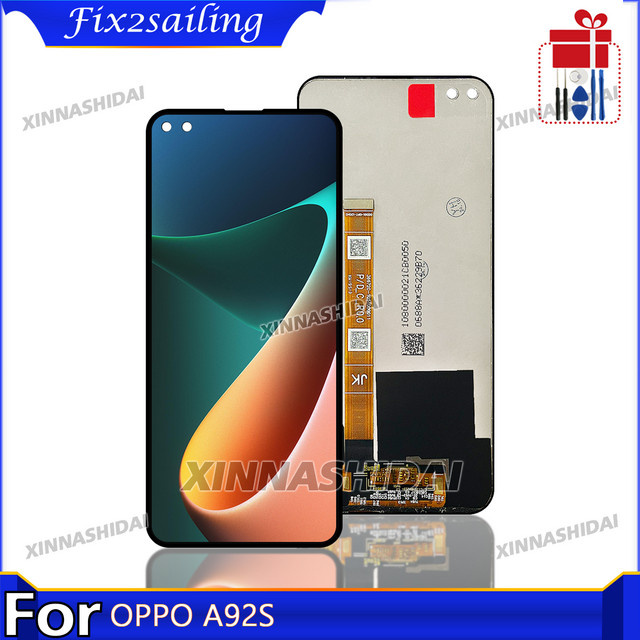 OPPO A92S LCD Display mit Rahmen und Touch Digitizer Sensor Montage in Schwarz - Bild 1