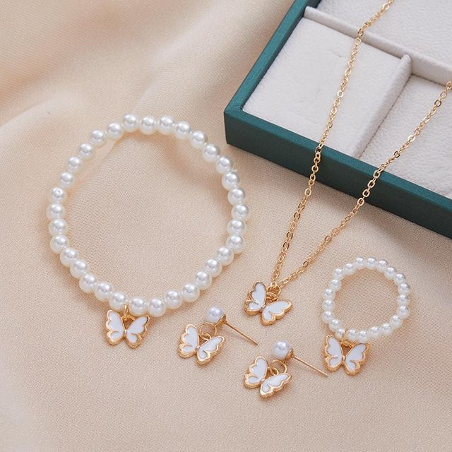Lucky Star Jewelry Schmuck-Set, Schmetterling, Zirkonia, Perle, Gold, Damen - Bild 1
