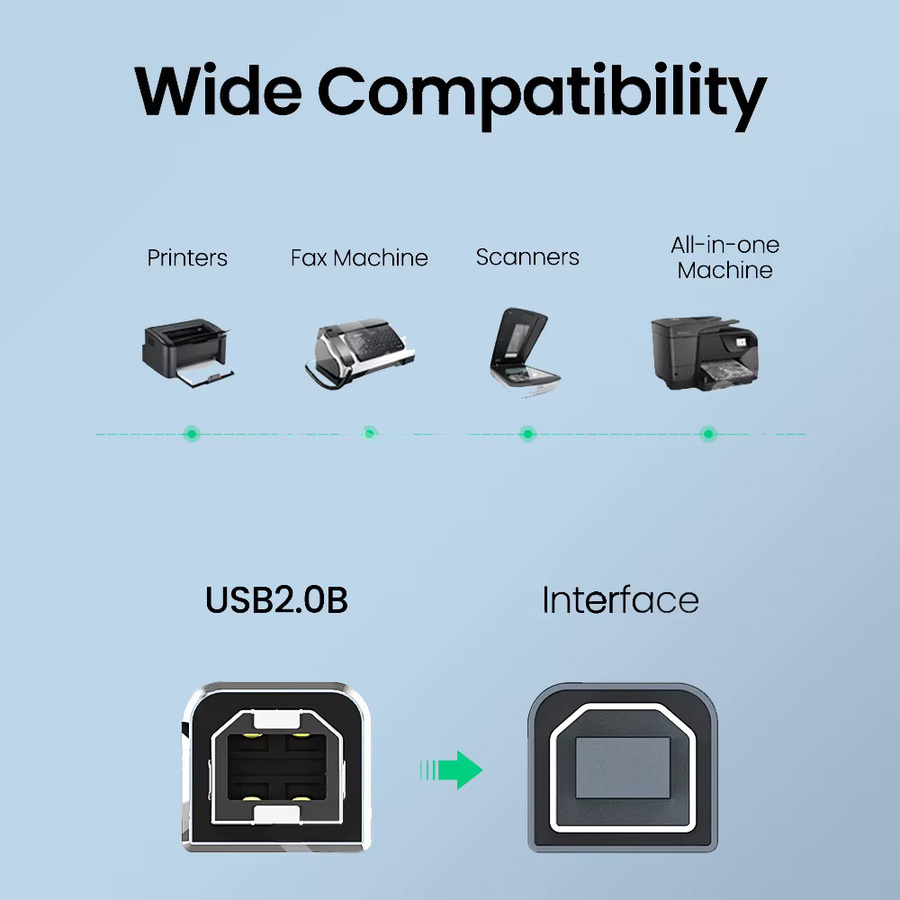 USB C auf USB B 3.0 Datenkabel Adapterkabel für Dockingstationen, externe Festplatten, Scanner und Drucker - Bild 3
