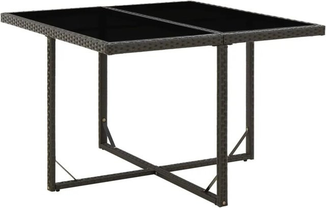 vidaXL Gartentisch aus Poly-Rattan und Glas in Schwarz, B/T/H: 109 x 107 x 74 cm - Bild 1