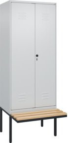C+P PSA Doppel-Spind Classic PLUS Sitzbank mit 2 Abteilen, Buche-Hartholz und Sicherheits-Drehriegel, B/T/H: 212,0 x 80,0 x 81,5 cm - Bild 1
