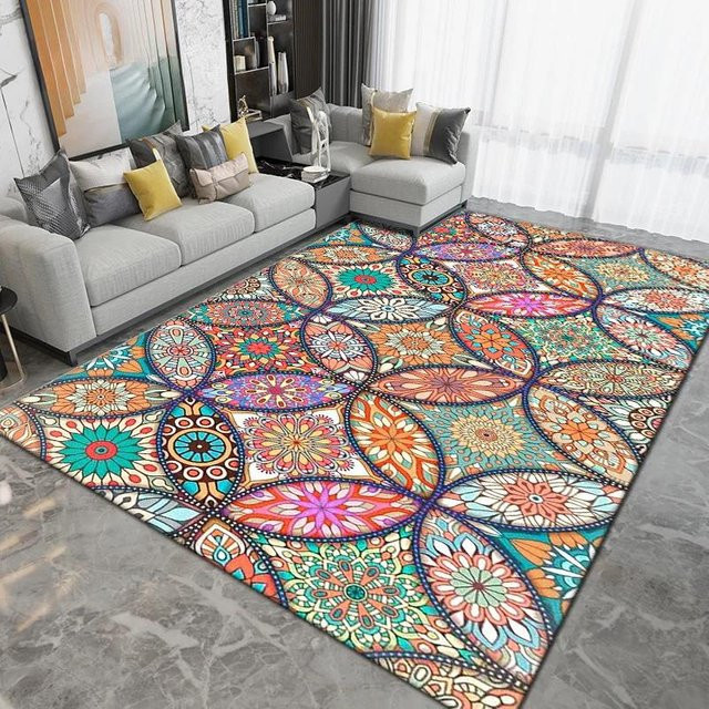 Lodestar Mandala Teppich mit orientalischem Design, rutschfest und maschinengewebt, Mehrfarbig, B/T: 60 x 40 cm - Bild 1