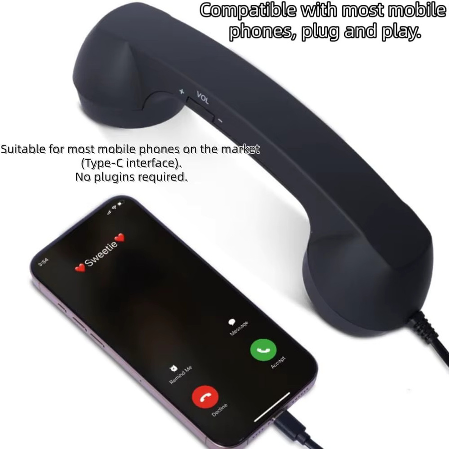 DITIPOO Mikrofon-Telefonhörer mit USB-C-Anschluss in Rot - Bild 4