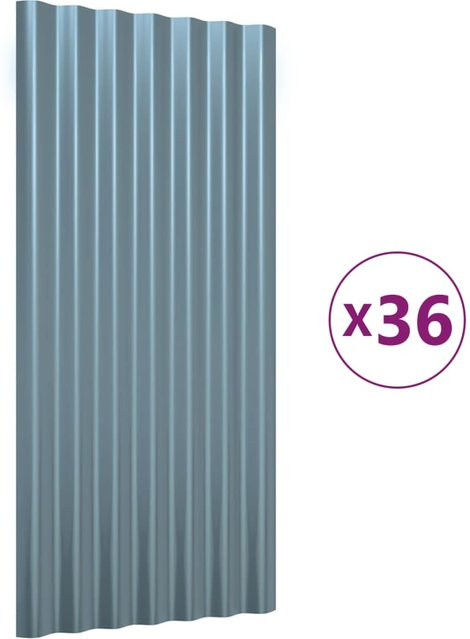 36 Stück Dachplatten aus verzinktem Stahl in Grau von VD Home Furnishing, B: 36 cm, H: 80 cm - Bild 1