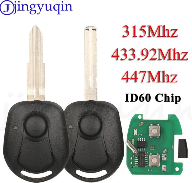 JYQ Auto Fernbedienung Ersatzschlüssel mit 2 Tasten für Ssangyong Actyon Kyron Rexton in Schwarz (315 MHz, 433,92 MHz, 447 MHz, 4D60 Chip) - Bild 1
