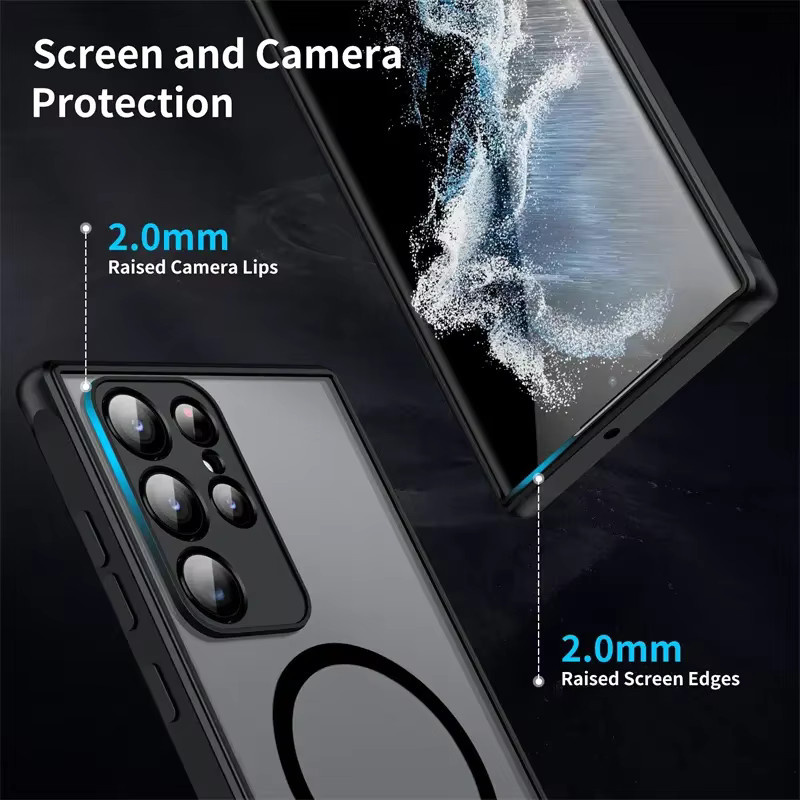 Matte Acryl-Hartschalen-Magnet-Handyhülle für Samsung Galaxy S26 FE S25 Edge A57 A37 A27 A55 A56 A36 A26 A16 A17 A07 in Schwarz mit kabelloser Ladefunktion - Bild 3