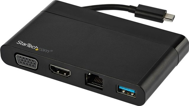 StarTech.com USB-C Multiport Adapter mit HDMI, VGA und GbE Ethernet in Schwarz für Mac, Windows und Chrome (DKT30CHVCM) - Bild 1