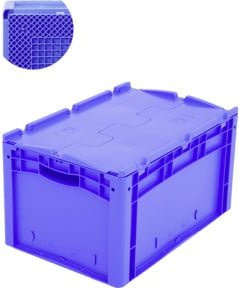 Bito Eurostapelbehälter XL mit Deckel und Rippenboden, blau, B/T/H: 60 x 40 x 33,8 cm - Bild 1