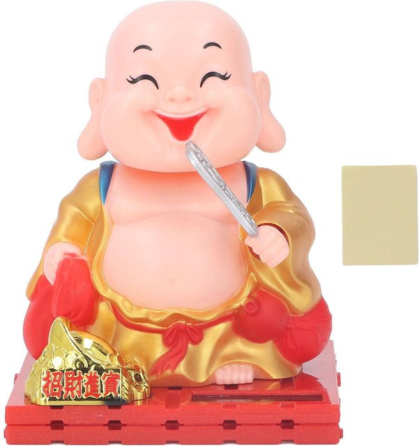 CosyHome Buddha-Statue mit Solarenergie als dekorative Mönchsfigur in Goldgelb - Bild 1
