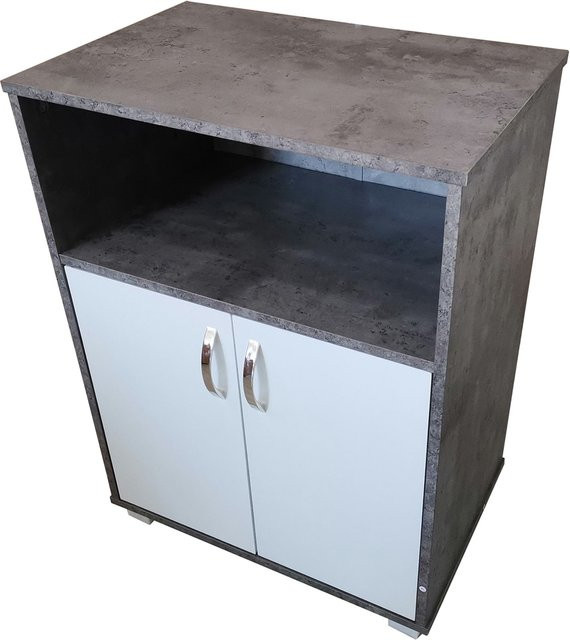 HTI-Living Küchenschrank Blanca in Beton-Optik mit weißen Türen und Regalfächern - Bild 1