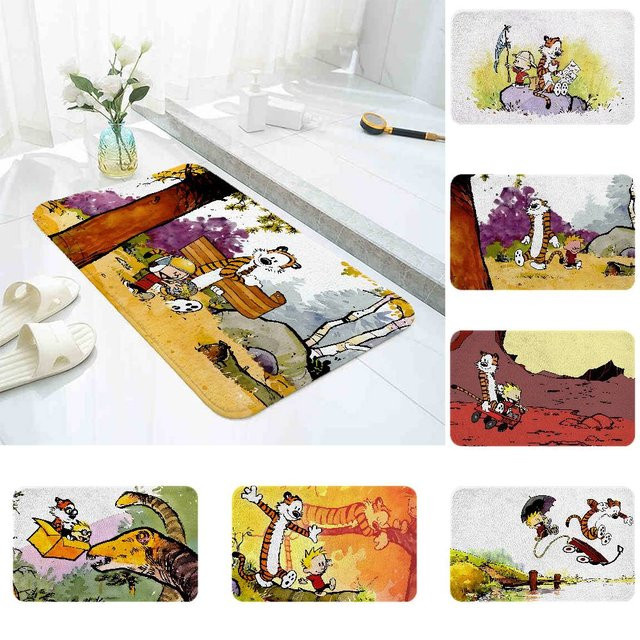 52TOYS Bodenmatte Calvin und Hobbes mit Kinder-Motiv, rechteckiger Teppich für Wohnzimmer, Schlafzimmer oder Garten, Mehrfarbig - Bild 1