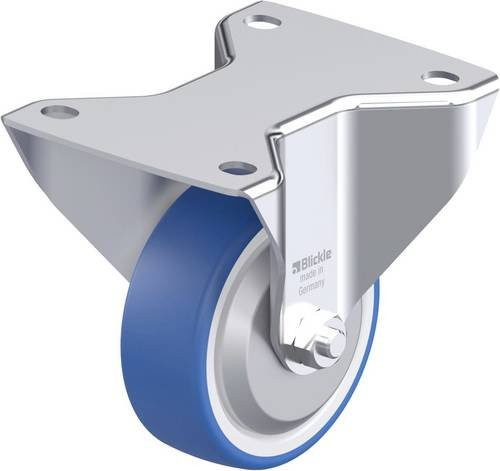 Blickle Stahlblech-Bockrolle BK-POTHS 100XR-3-FA in Blau mit 100mm Rad-Durchmesser und 200kg Tragfähigkeit - Bild 1