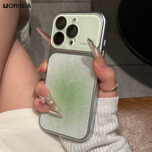 NUCWIN Kristall-Glitzerhülle mit großem Fenster und Kamerafolie für iPhone, Orange mit Bling-Farbverlauf-Design - Bild 1