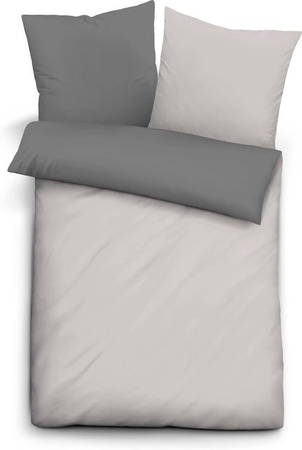 BIBERNA Bettwäsche Linon aus 100% Baumwolle, grau, Wende-Bettwäsche atmungsaktiv, 80x80 cm