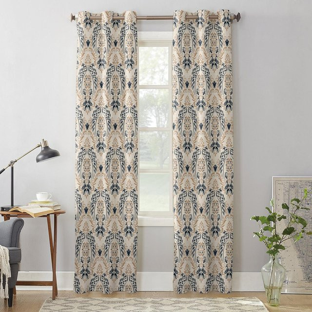 Super Six Barock Vintage Vorhang mit floralem Muster in Grau, B: 135 cm, H: 60 cm - Bild 1
