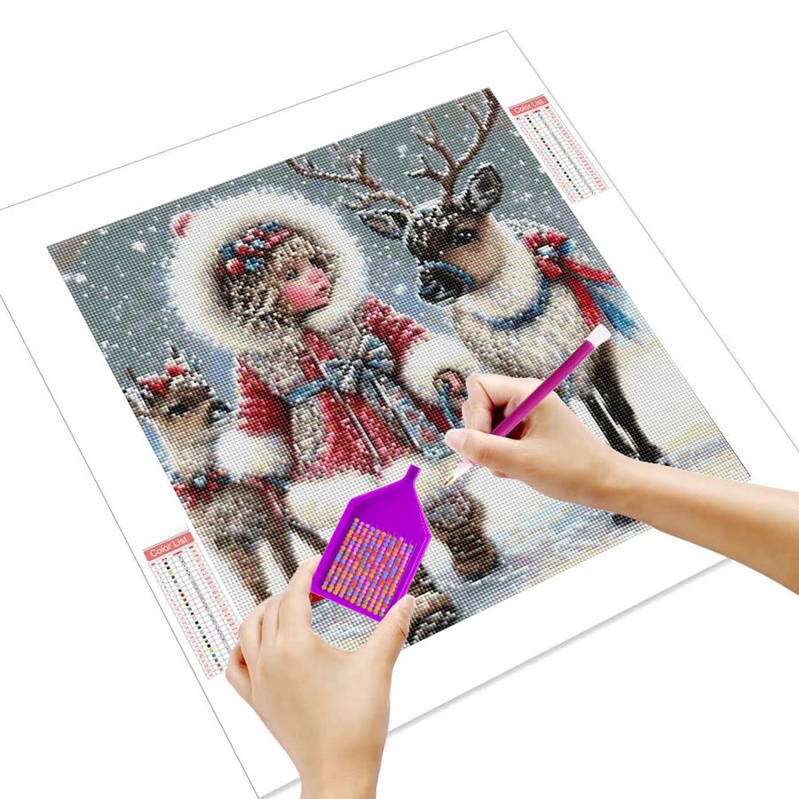 HUACAN Diamant-Malerei Winter Wunderland Rentier Schnee Szene 5D DIY Diamant Stickerei Kit mit Full Round Steinen - Bild 2