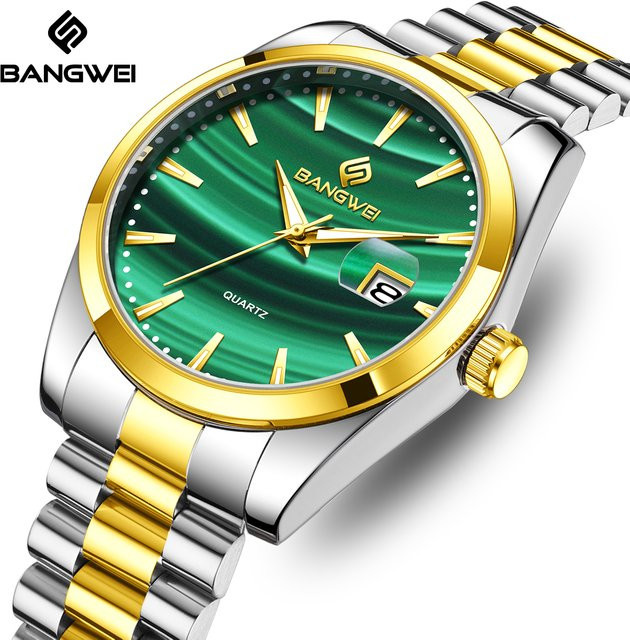BANGWEI Armbanduhr, Quarz, Edelstahl, Schwarz, Herren - Bild 1