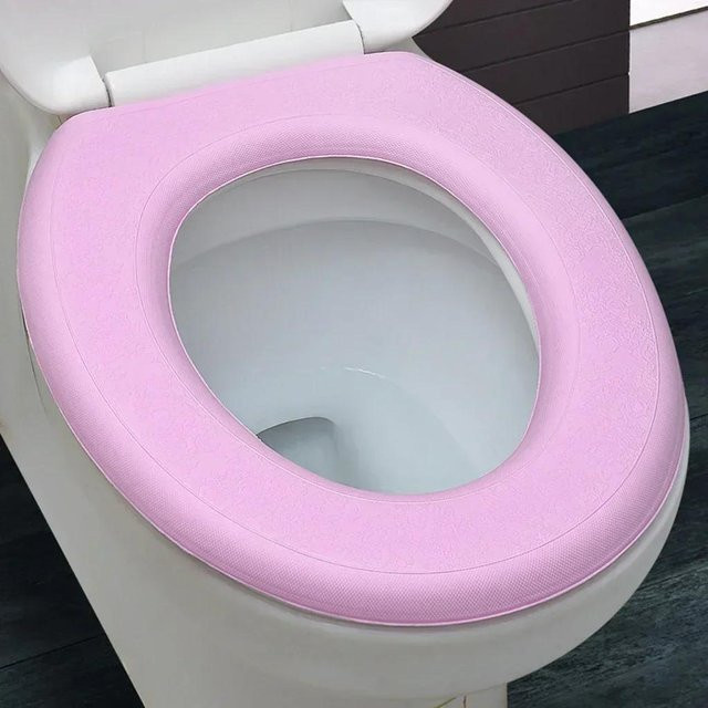 Yiran Furniture Wasserdichte und waschbare WC-Matte in O-Form für Erwachsene, Rosa - Bild 1