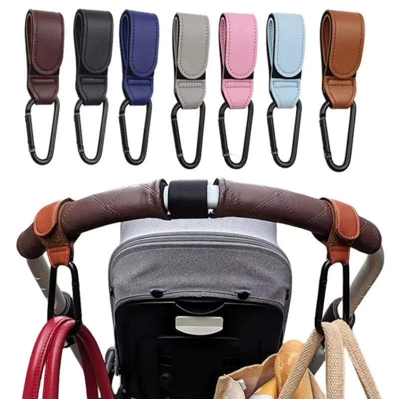 Verstellbarer Kinderwagen-Organizer aus PU-Leder in Grau für Wickeltaschen und Zubehör - Bild 2