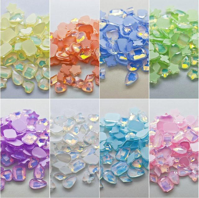 Mokka Gelee Strass 3D Maniküre Nail Art Dekoration Charms, Glänzend - Bild 1