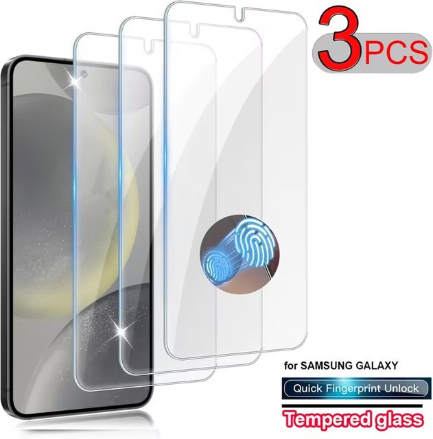 3er-Pack HD Displayschutzfolie aus gehärtetem Glas für Samsung Galaxy S26 Ultra, S26 Plus, S26, S25 Edge, S25 Plus, S24 Ultra, S24 und S23 in Transparent - Bild 1
