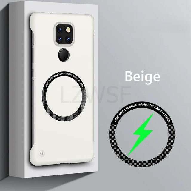 Rahmenlose magnetische Schutzhülle für Huawei Mate 20 Pro, Mate 30 Pro, Mate 40 Pro und Mate 50 Pro in Beige mit Unterstützung für kabelloses Laden - Bild 1
