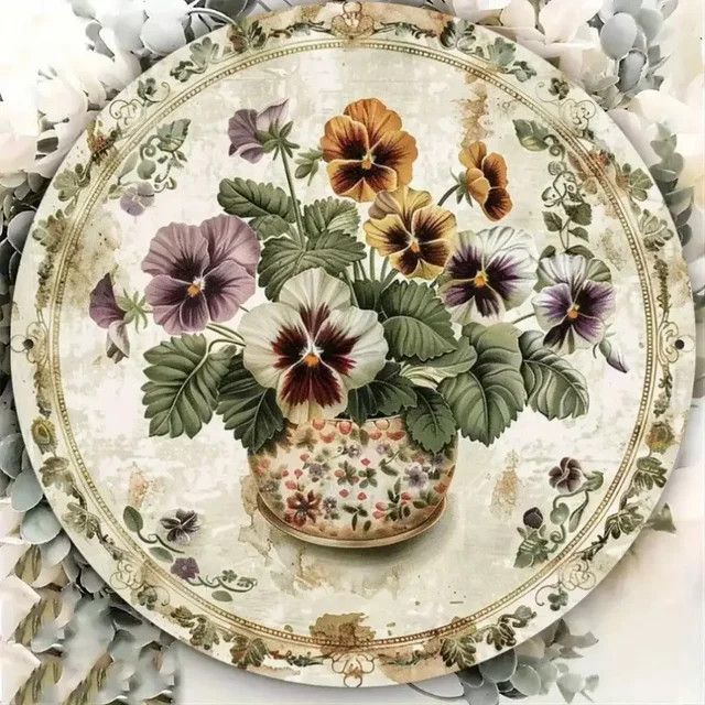 CIFBUY Vintage Pansy Metall-Wandkunst wasserfeste Blumendekoration für Innen und Außen - Bild 1