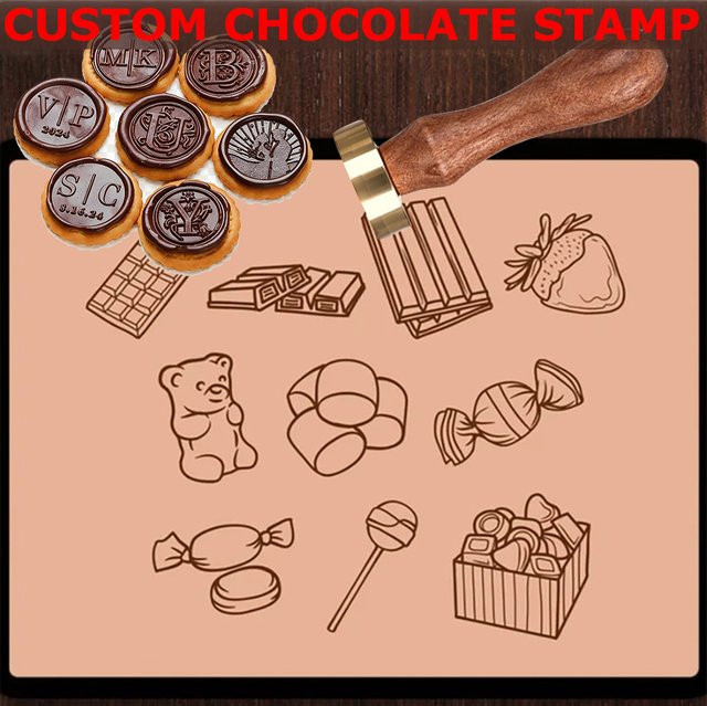 Personalisierte Schokoladenstempel mit individuellem Logo-Design in Braun für DIY-Projekte, Hochzeiten und Geschenke - Bild 1