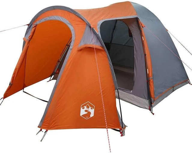 vidaXL Kuppelzelt mit Dach in Grau und Orange, B/T/H: 384 x 254 x 170 cm - Bild 1