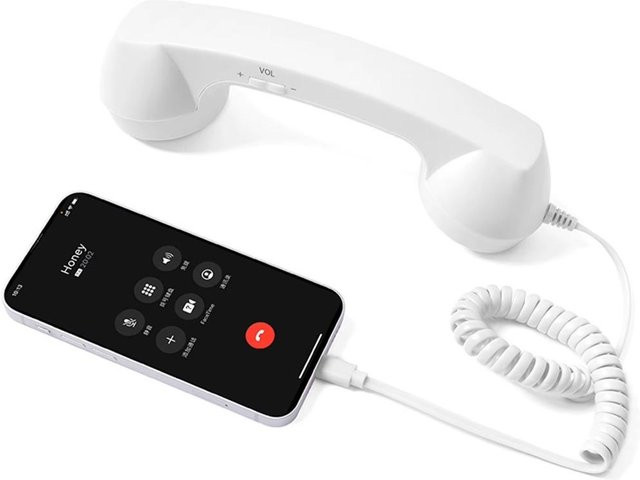 Shanghaihueikuan Retro-Telefonhörer Handheld-Empfänger mit USB-C und 3,5mm Klinke in Weiß - Bild 1