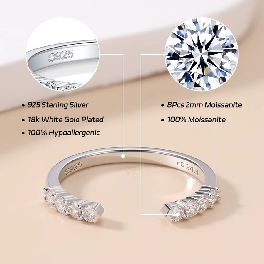Pretty Beauty Ring, 925 Silber, Moissanit, Vergoldet, Damen - Bild 1