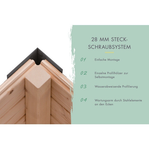 Karibu Gartenhaus Haby in Braun mit Pentdach B/H/T: 267 x 219 x 266 cm - Bild 2