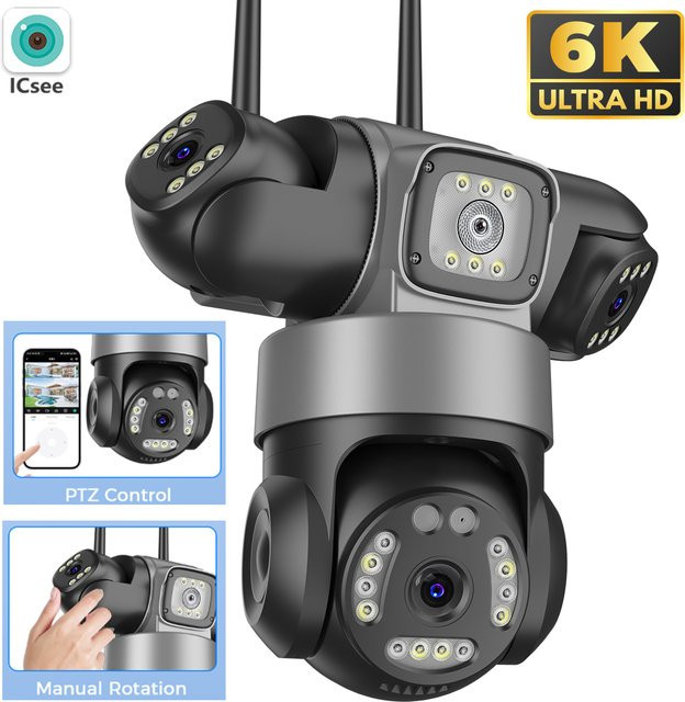 BESDER iCsee 6K 12MP HD WiFi IP Kamera Outdoor mit Drei-Bildschirm-Ansicht, AI Menschliche Erkennung und Wasserdichtigkeit für deine Videoüberwachung - Bild 1