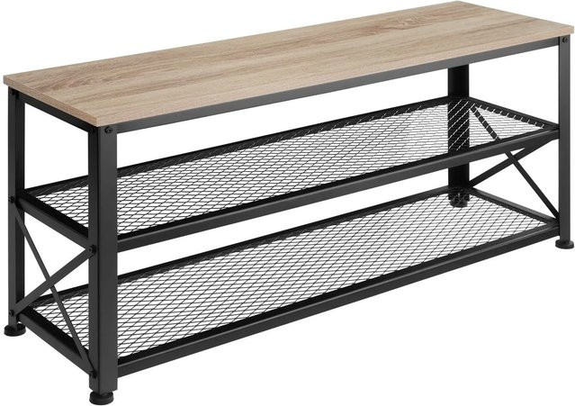 tectake Schuhregal Industrial Style in Braun mit Holzoptik, B/T/H: 101 x 30,5 x 45,5 cm - Bild 2
