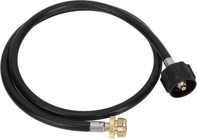 TOMTOP JMS Propan Gas Schlauch mit Tank Adapter Konverter für Camping Herd und BBQ Grill, Schwarz, Länge: 1,2 m - Bild 1