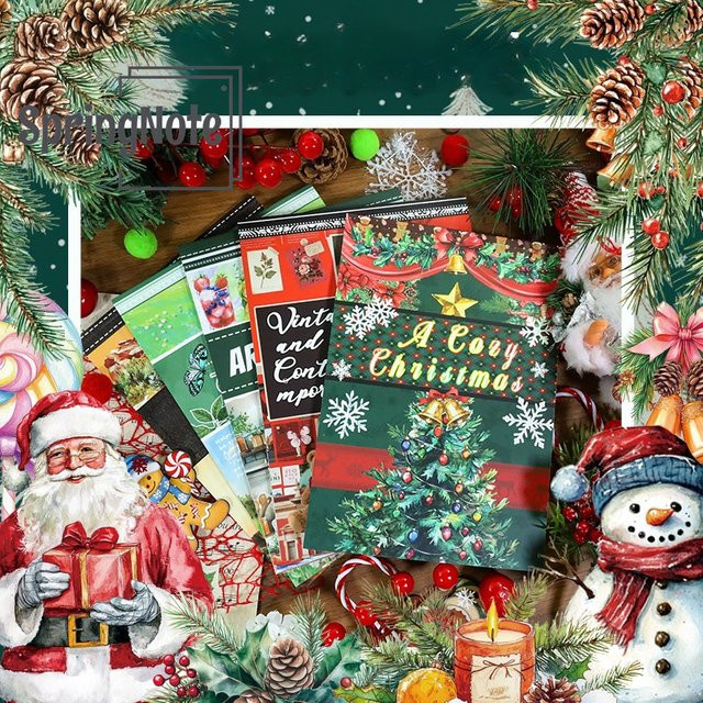 Weihnachtsaufkleberbuch mit 20 Blättern aus Washi und PET für Scrapbooking und Journaling, Mehrfarbig - Bild 1