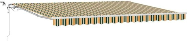 vidaXL Einziehbare Markise Grün-Gelb aus Polyester und Metall B: 450 cm, T: 300 cm - Bild 1