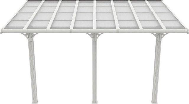 Pazera Anlehncarport Pent-Dach in Weiß aus Aluminium und Polycarbonat, Breite: 496 cm - Bild 1