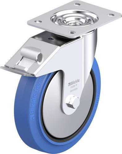 Blickle Stahlblech-Lenkrolle LE-POEV 200XR-FI-SB-FA in Blau und Schwarz mit 200 mm Rad-Durchmesser und 300 kg Tragfähigkeit - Bild 1