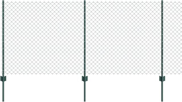 vidaXL Zaun mit Pfosten Grün aus Stahl und PVC, B: 10 m, H: 1 m - Bild 1