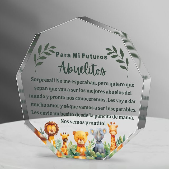 CIFBUY Acryl Schwangerschaftsankündigung Geschenk für Großeltern Abuelos in Transparent und Weiß - Bild 1